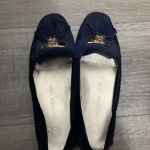 Anne Klein blue suede leather slip on, 7.5